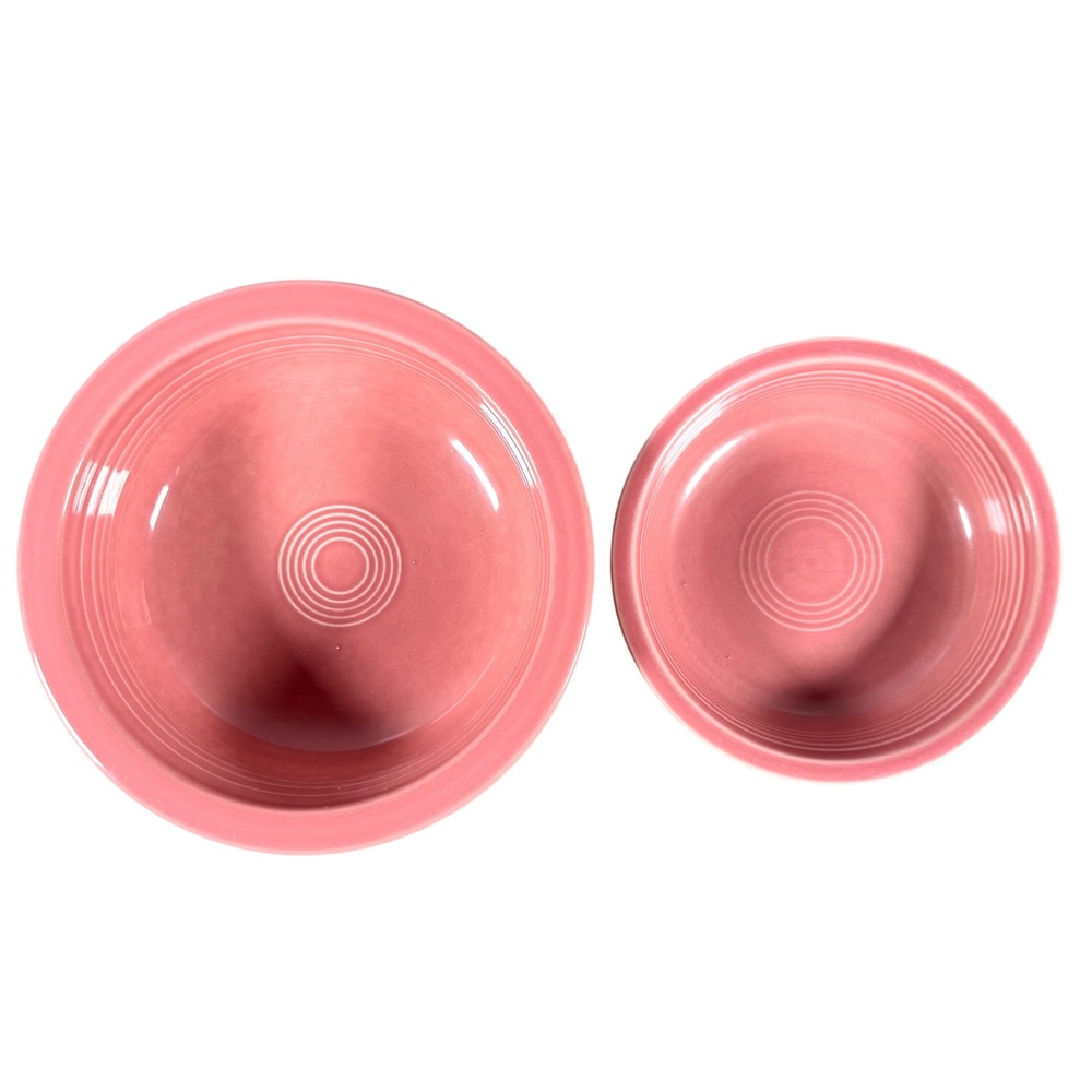 Fiesta Rose Pink Nesting Bowls Set of 2 Ceramic Made in USA Vintage Style